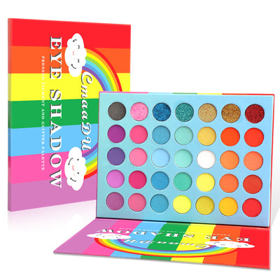 Paleta de Sombras Metalizadas Waterproof 35 Colores Rainbow Mate