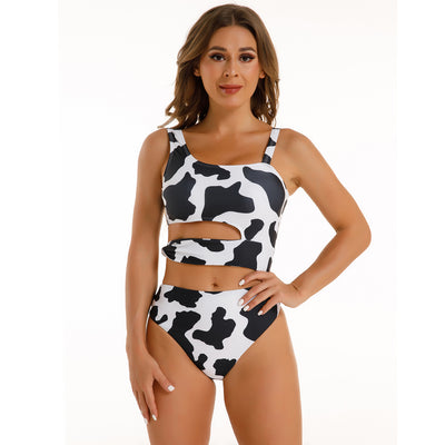 Traje de Baño Enterizo Estampado Vaca Triángulo - Image 3