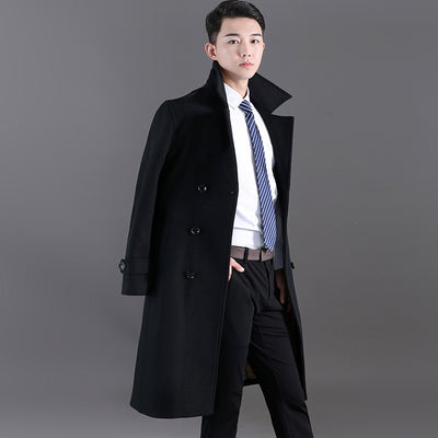 Abrigo Largo de Lana para Hombre - Diseño Cruzado Elegante Otoño Invierno - Image 2