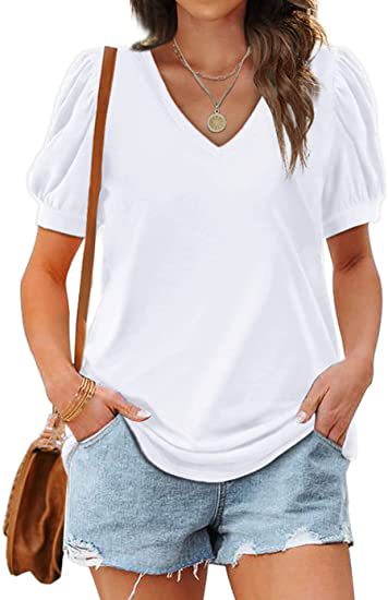 Blusa Casual Mujer Cuello V Manga Abullonada Suelta - Estilo Europeo Americano - Image 15