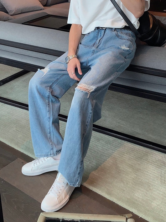 Jeans Rotos Holgados para Hombre - Diseño Desgarrado a la Rodilla - Image 6