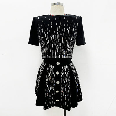 Vestido Midi de Terciopelo con Cuentas - Conjunto Elegante - Image 2