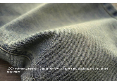 Pantalones Casuales Desgastados Estilo Americano en Tono Arena - Image 7