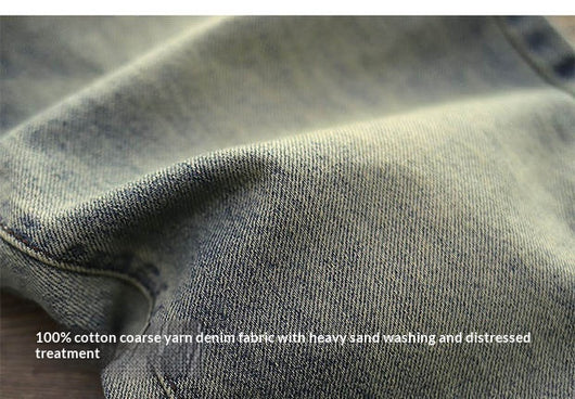 Pantalones Casuales Desgastados Estilo Americano en Tono Arena - Image 7