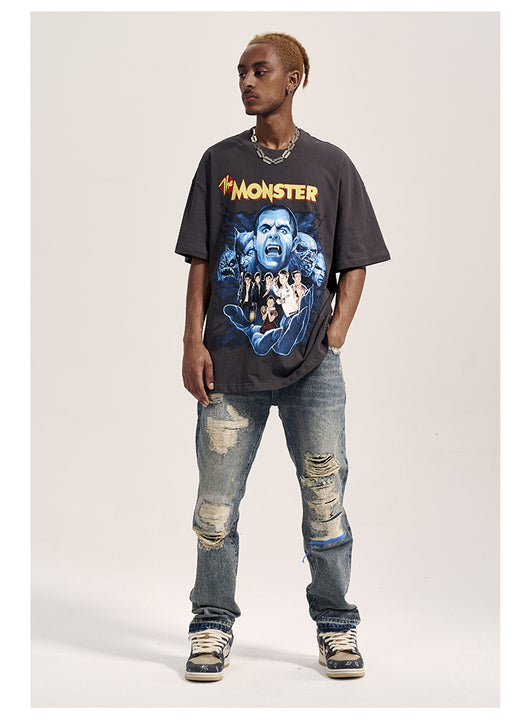 Jeans Rectos Havoc Blue Line Efecto Desgastado para Hombre - Image 6