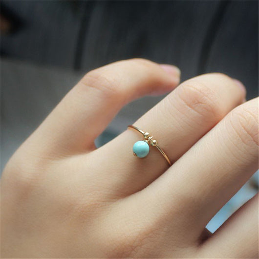 Anillo de Turquesa Natural con Cuentas Transferibles y Dije Pequeño - Image 3