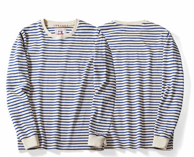 Camiseta Casual de Algodón a Rayas Clásica Cuello Redondo Manga Larga para Hombre - Image 26