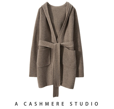 Cardigan Tejido Reversible Oversized con Capucha para Otoño e Invierno - Image 11