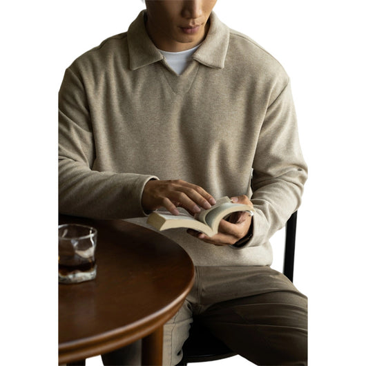 Polo Manga Larga Hombros Caídos Cuello V para Hombre - Image 5