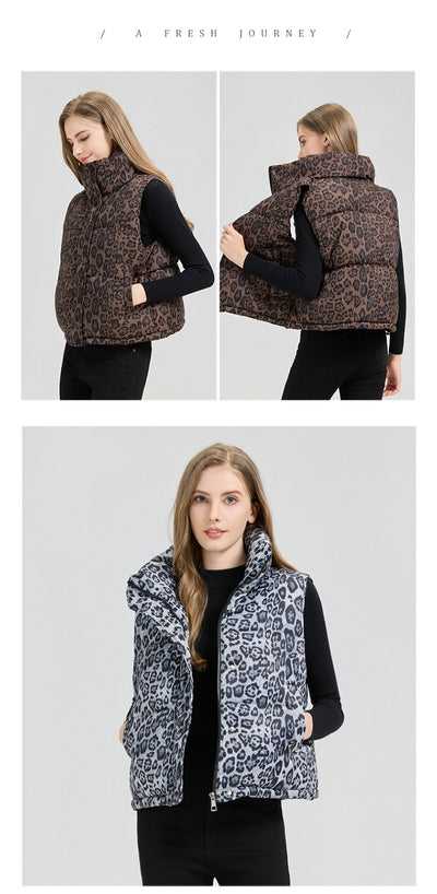 Chaleco de Algodón Estampado Leopardo con Cuello Mao - Image 16