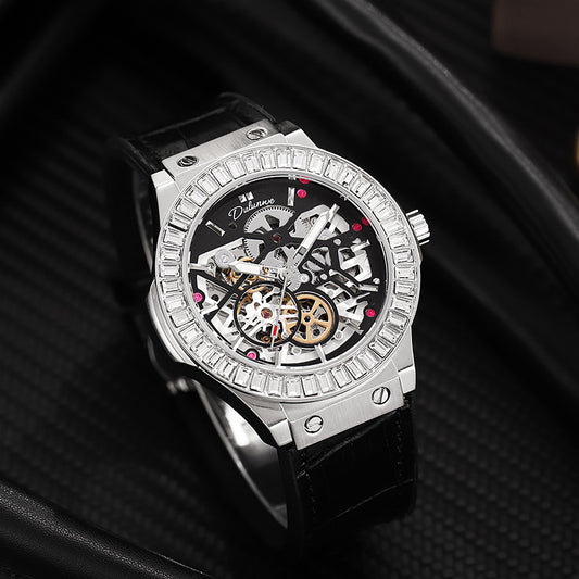 Reloj Mecánico Automático para Hombre con Movimiento Hueco y Diamantes - Image 2