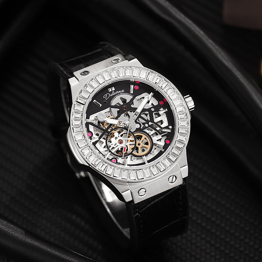Reloj Mecánico Automático para Hombre con Movimiento Hueco y Diamantes - Image 2