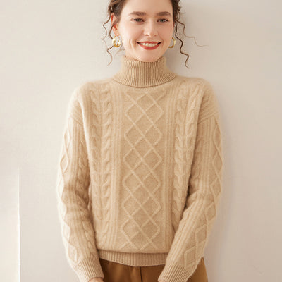 Suéter Cashmere Suelto con Cuello Alto - Tejido Grueso de Tres Capas - Image 7