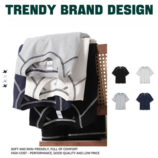 Playera Raglan Hombre con Costuras Decorativas y Cuello Redondo