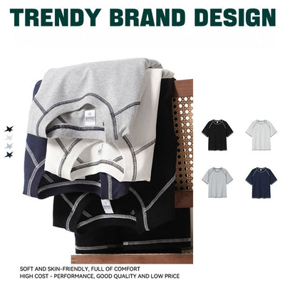 Playera Raglan Hombre con Costuras Decorativas y Cuello Redondo