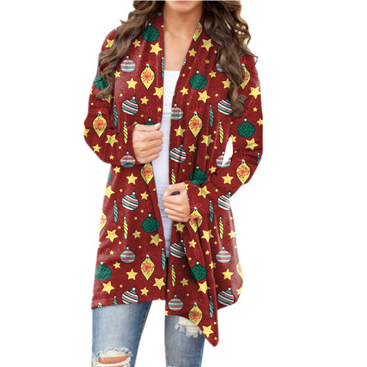 Cardigan Navideño Estampado de Manga Larga para Mujer - Image 7
