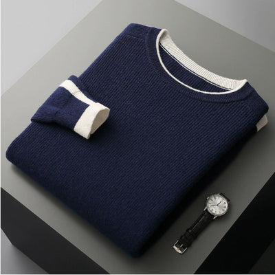 Suéter Tejido Falso Dos Piezas con Cuello Redondo Estilo Waffle - Image 16