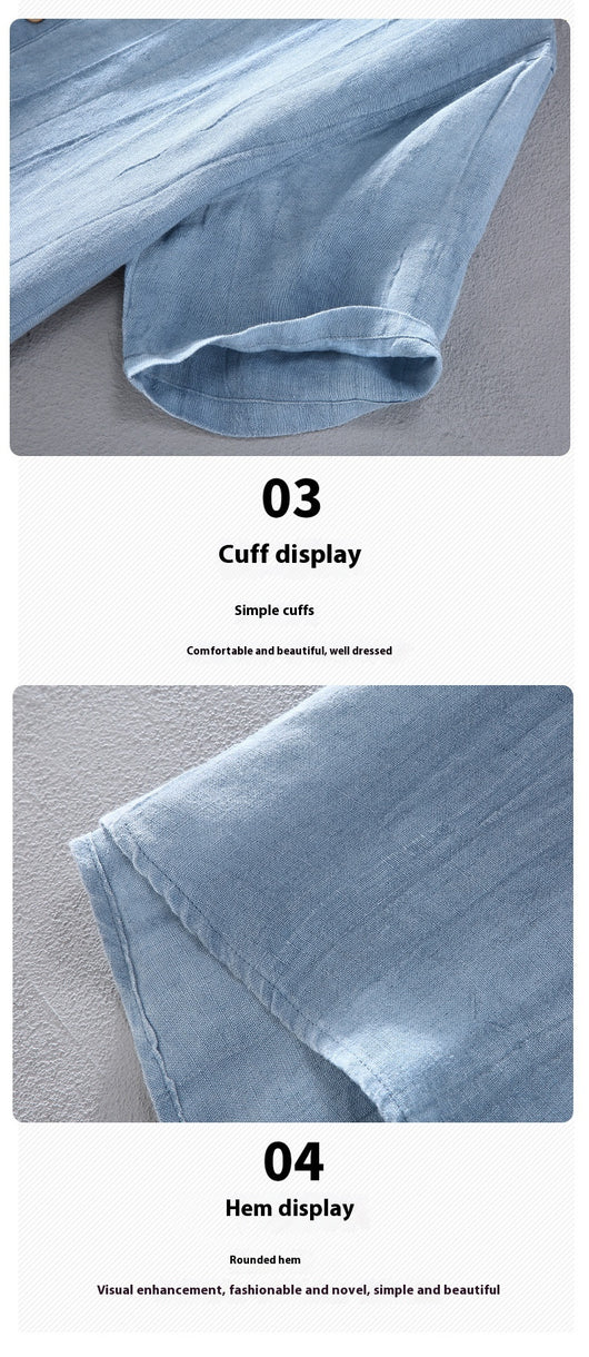 Camisa Casual de Lino Retro Estilo Japonés para Hombre - Image 14