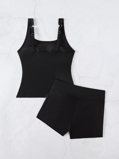 Bikini Deportivo Cintura Alta Dos Piezas Cuello U Liso - Image 11