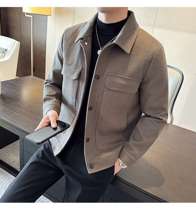 Blazer de Lana Corto para Hombre con Solapa Slim Fit Invierno - Image 10