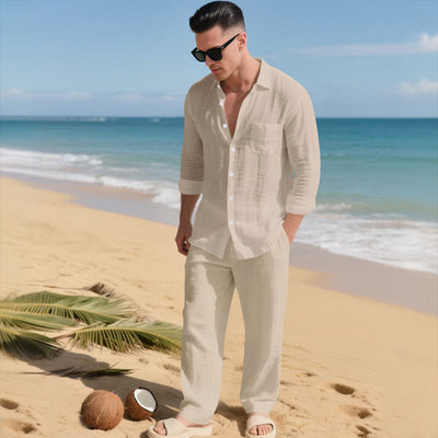 Conjunto de Camisa Suelta y Pantalón de Manga Larga para Playa - Image 20
