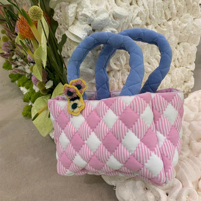 Bolsa Cuadrada Pequeña de Algodón Tejido con Bloques de Color - Image 5
