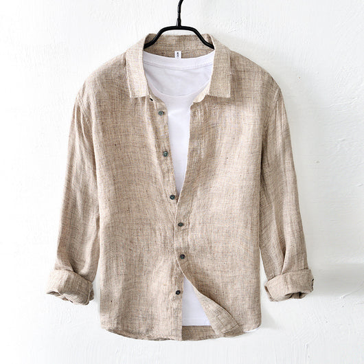 Camisa de Lino Puro para Hombre de Manga Larga - Image 26
