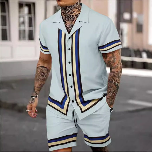 Conjunto de Dos Piezas Camisa Cuello Cubano para Hombre