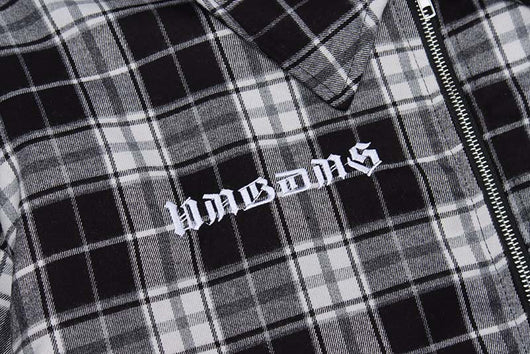 Chaqueta Acolchada de Algodón con Cuadros y Letras Bordadas para Hombre - Image 4