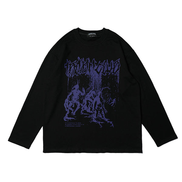 Suéter Holgado de Algodón Estampado Dark Funeral para Hombre
