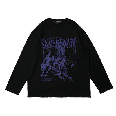 Suéter Holgado de Algodón Estampado Dark Funeral para Hombre