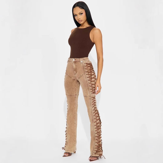Jeans Bandage con Cordón para Mujer - Estilo Hot Girl Europeo y Americano
