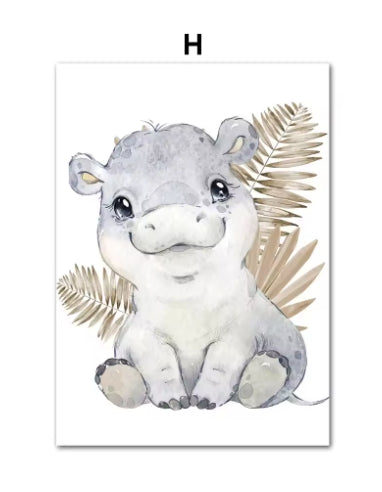 Cuadro Decorativo Lienzo Animales de la Selva para Habitación Infantil