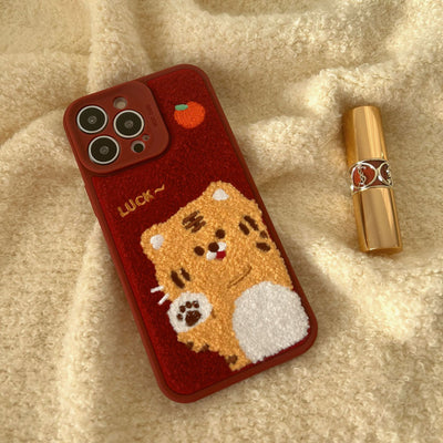 Funda de Teléfono Tigre de la Suerte en Silicona Rosa - Image 7