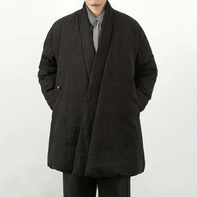 Chaqueta Acolchada Estilo Chino de Algodón y Lino para Hombre - Image 5