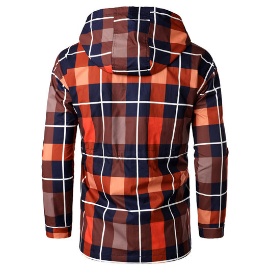 Abrigo Impermeable Cuadrillé Oversized con Capucha para Parejas - Image 4