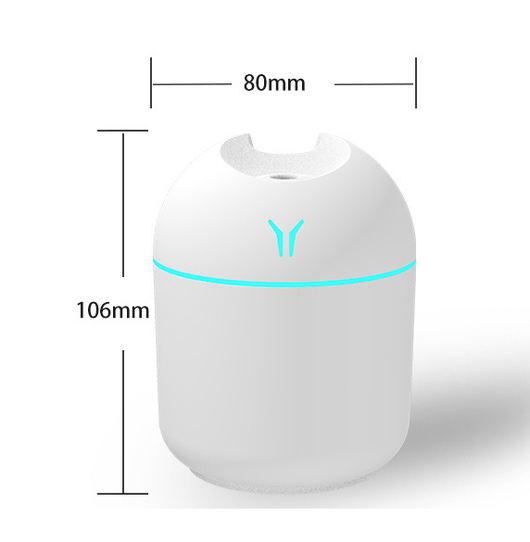 Light blue mini desktop humidifier with an orange accent line and a small orange logo, featuring a single mist outlet. - Image 11