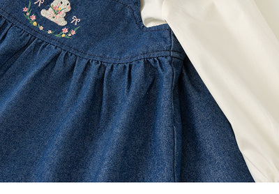 Conjunto Infantil Primavera: Blusa Denim y Falda Manga Larga - Image 18