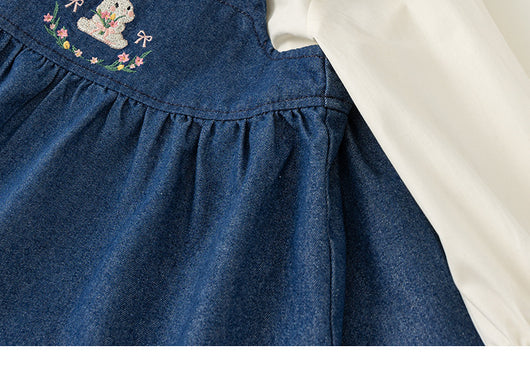 Conjunto Infantil Primavera: Blusa Denim y Falda Manga Larga - Image 18