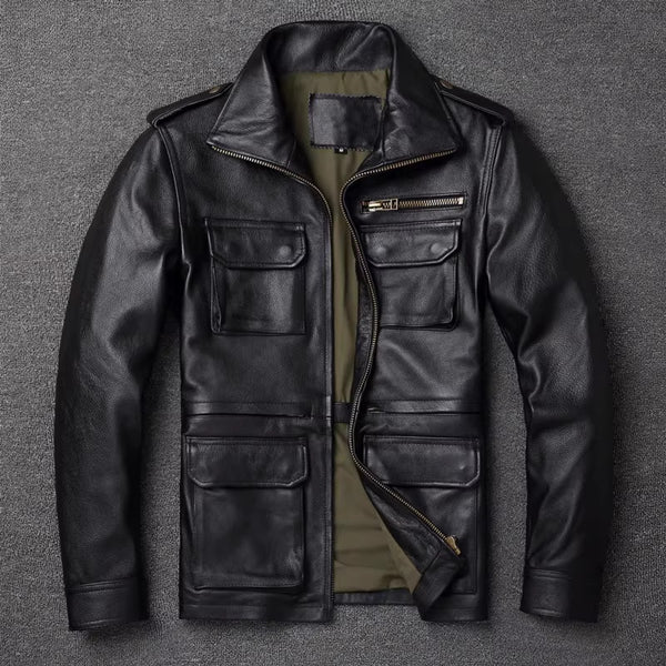 Chaqueta de Cuero para Hombre - Abrigo de Otoño e Invierno