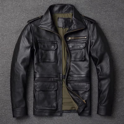 Chaqueta de Cuero para Hombre - Abrigo de Otoño e Invierno