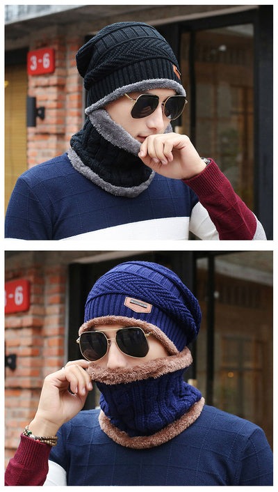 Gorro de Lana Tejida con Bufanda Cruzada Cuello Cálido - Image 14