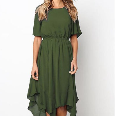 Vestido de Cintura Asimétrica con Manga Corta - Image 13