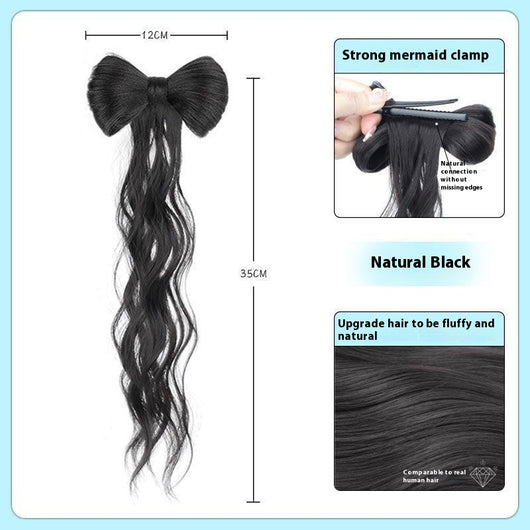 Peluca Larga con Trenza y Moño - Peinado Versátil de Cabello Sintético - Image 5
