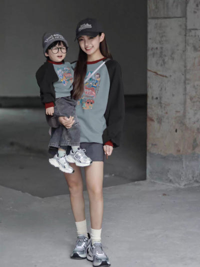 Sudadera con Capucha Color Block para Padres e Hijos - Cómoda y Versátil - Image 2