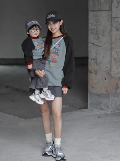 Sudadera con Capucha Color Block para Padres e Hijos - Cómoda y Versátil - Image 2