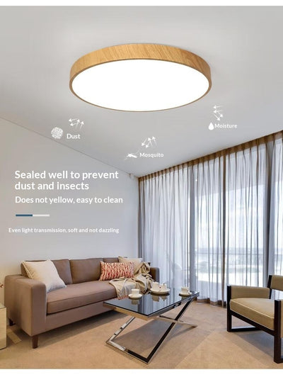 Lámpara de Techo LED Minimalista Estilo Chino Contemporáneo con Textura de Madera - Image 16