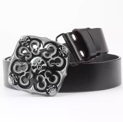 Cinturón de Cuero Bovino con Diseño Calavera de Dos Capas - Image 13