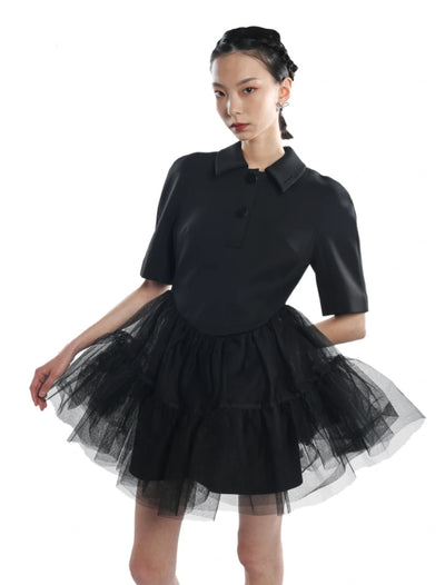 Vestido de Malla Ballet con Cintura Alta y Efecto Voluminoso - Image 4