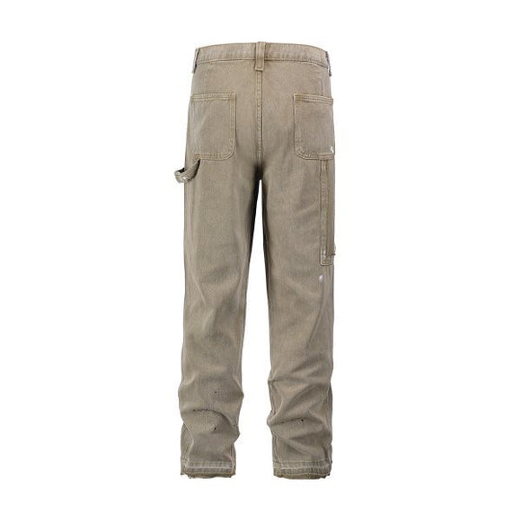 Calça Jeans Reta Baggy com Costuras Lavadas